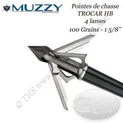 MUZZY Trocar HB Hybride Punte da caccia con 2 lame fisse e 2 lame mobili 100 grani - Aperte