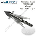 MUZZY Trocar HB Hybride Pointes de chasse à 2 lames fixes et 2 lames mobiles 100 grains - Fermée