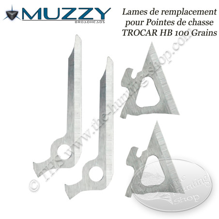 MUZZY Trocar HB Hybride Lames de remplacement pour 3 pointes de chasse quadrilame 100 grains