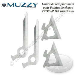 MUZZY Trocar HB Hybride Cuchillas de recambio para 3 puntas de caza quadrilame 100 grains