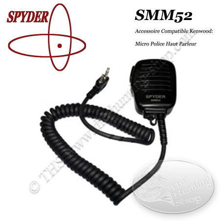 SPYDER SMM52K Micrófono Policial Remoto con Altavoz compatible con radios de caza walkie-talkie con conectores KENWOOD