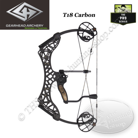 GEARHEAD ARCHERY T18 CARBON Arco compuesto ultracompacto y ligero con distancia entre ejes de 18 pulgadas en carbono