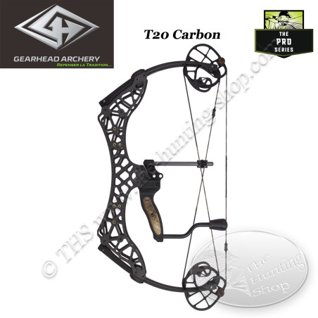 GEARHEAD ARCHERY Pro Series T20 CARBON Arc compound en carbone ultra compact et léger de 20 pouces d'entraxe