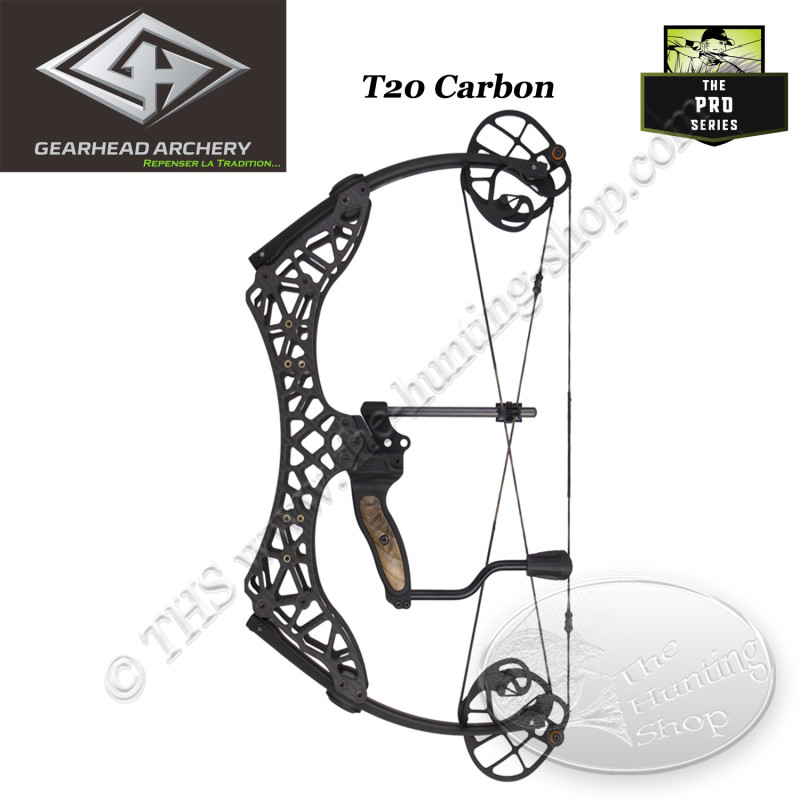 GEARHEAD ARCHERY T20 CARBON Arc compound en carbone ultra compact et léger de 20 pouces d'entraxe