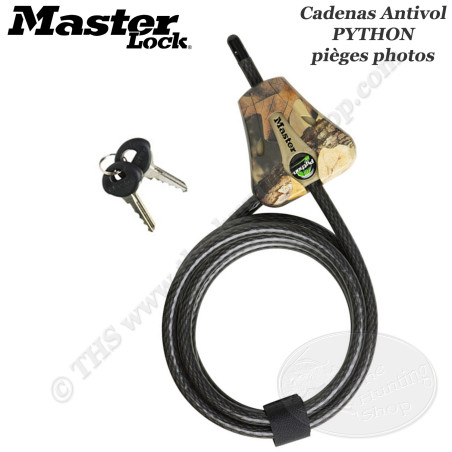 MASTER LOCK Cable Python antirrobo CAMO con autobloqueo para asegurar sus cámaras trampa