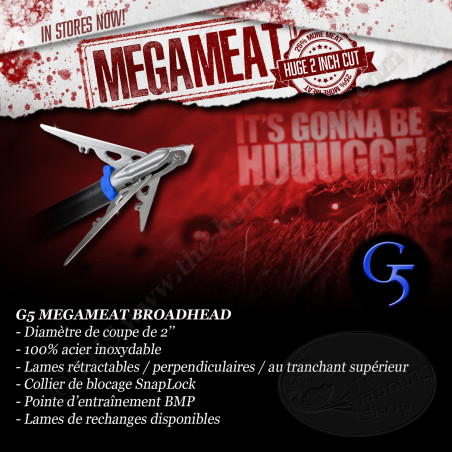 G5 MEGAMEAT Pointe de chasse mécanique trilame 2" 100 et 125 grains