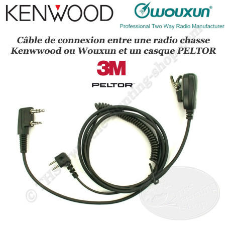 KENWOOD - WOUXUN radio cord with microphone for PELTOR earphones