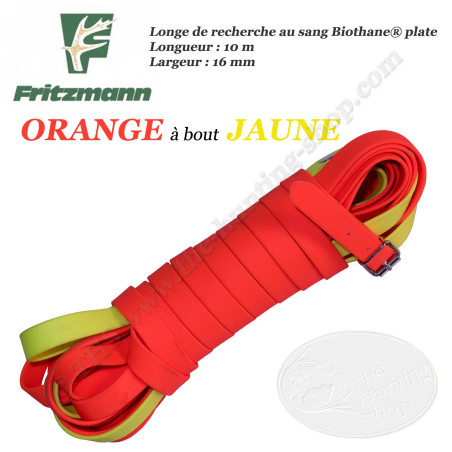 FRITZMANN Longe de recherche au sang Biothane PLATE Mixte Orange à bout Jaune 10 mètres