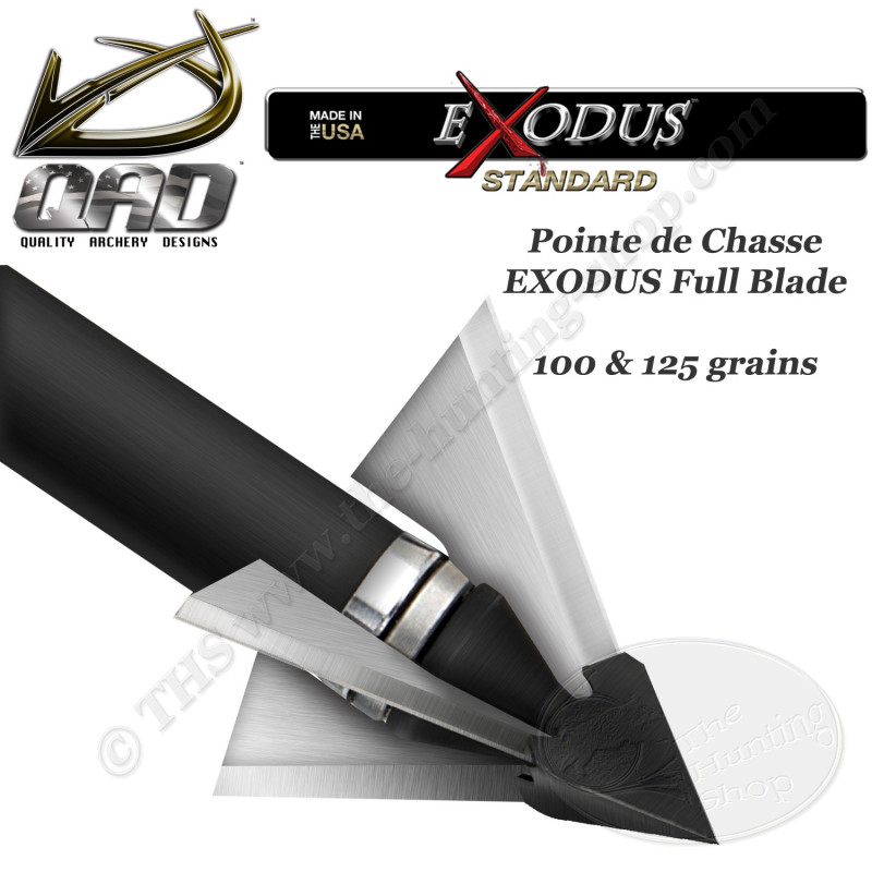 QAD EXODUS Pointes de chasse à lames fixes interchangeables 100 et 125 grains