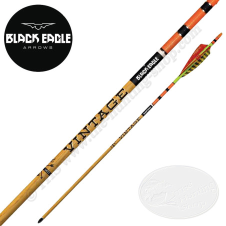 BLACK EAGLE ARROWS Vintage 6 traditional carbon arrows with cresting and natural feather tails