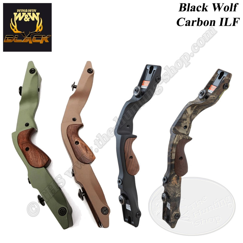 WIN&WIN BLACK poignée BLACK WOLF de 17" en carbone pour arc de chasse traditionnel recurve au standart ILF