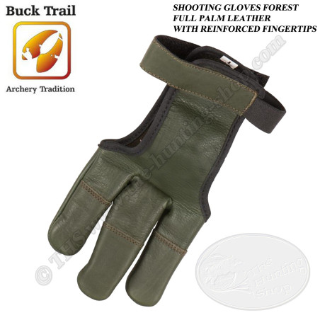 BUCK TRAIL Gant de tir traditionnel FOREST en cuir pleine fleur avec bouts des doigts renforcés