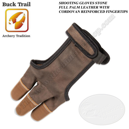 BUCK TRAIL Traditional STONE leather shooting glove with cordovan-reinforced fingertips