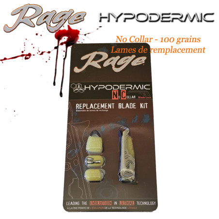 RAGE Hypodermic NC mesjes Reservemesjes voor 3 Hypodermic No Collar 100 grains jachttips