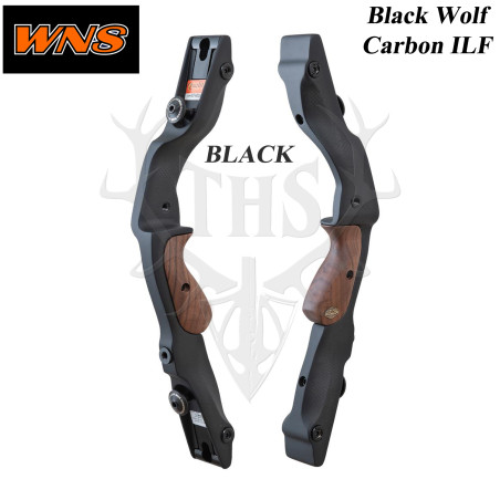 WNS poignées BLACK WOLF en carbone pour arc de chasse traditionnel recurve au standart ILF - CARBONE BLACK