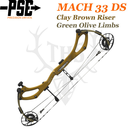 PSE MACH 33 DS – Arc de Chasse 2025 en Carbone Rapide et Ultra-Léger - CLAY BROWN RISER GREEN OLIVE LIMBS