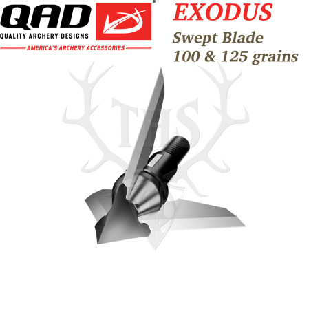 QAD EXODUS Pointes de chasse à lames fixes interchangeables 100 et 125 grains - Swept - 1