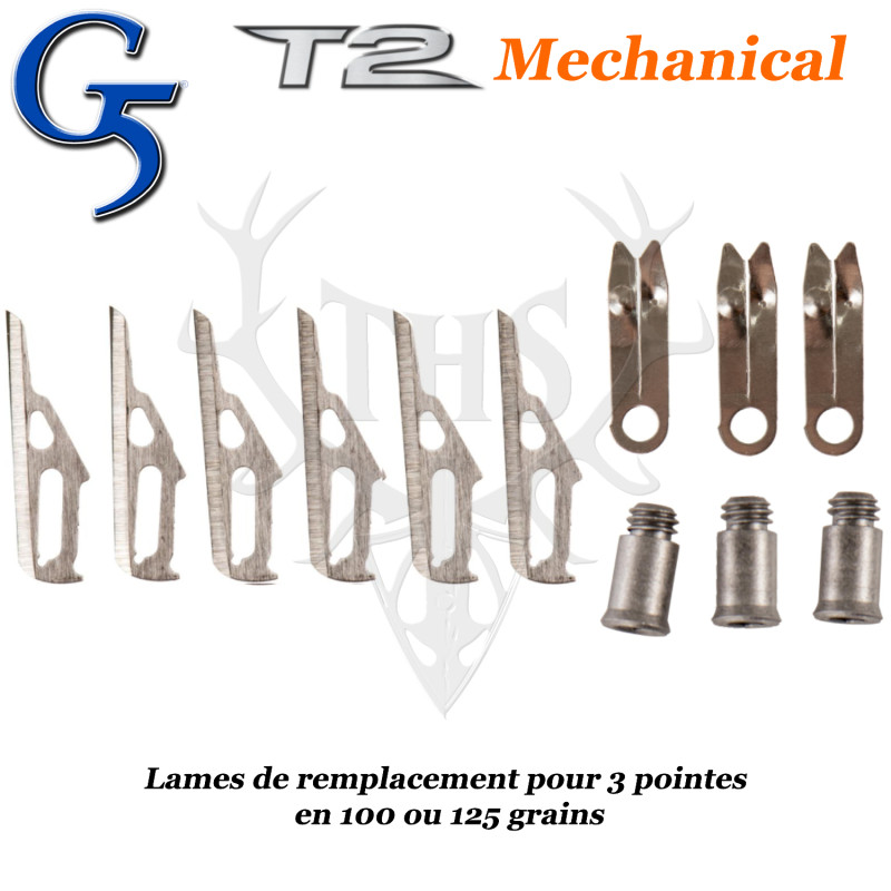 G5 T2 – Lames de rechange pour 3 pointes T2 bi-lames - 100 ou 125 grains - 2