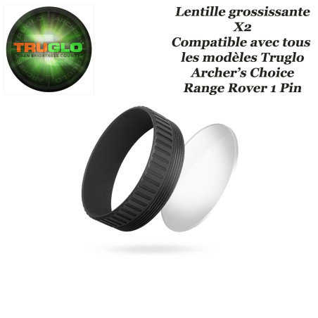 TRUGLO Lente di ingrandimento X2 per i mirini da caccia Archer's Choice Range Rover