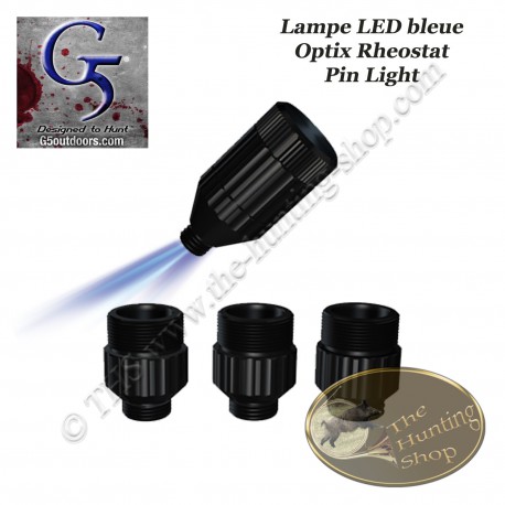 G5 LED blue light lamp with rheostat and multiple adapters for fiber optic viewfinders