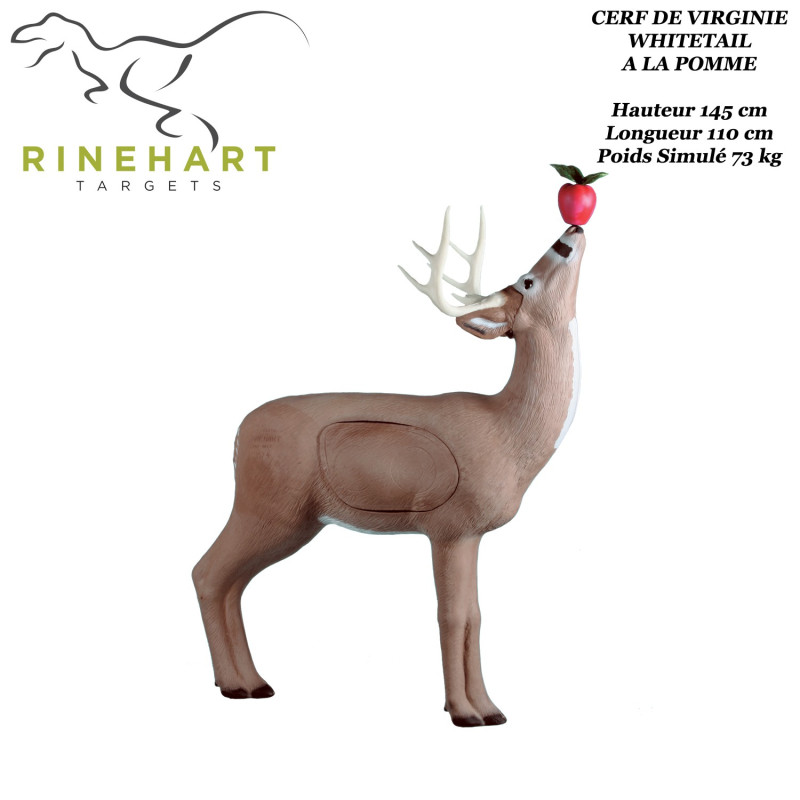 RINEHART 3D-Zielscheibe Weißer Hirsch Whitetail mit Apfelschaum für Bogenschießen