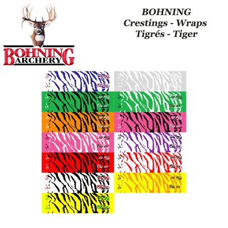 BOHNING Blazer Tiger Arrow Wraps 4  ou 7 pouces autocollants tigrés de type cresting pour flèches  - Assortiment de couleurs