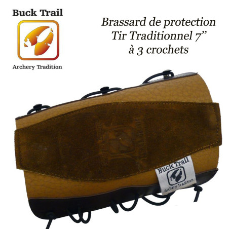 BUCK TRAIL Brazalete protector, guardabrazos de cuero de 7" con 3 ganchos