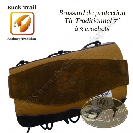 BUCK TRAIL Brassard de protection, protège-bras en cuir 7'' à 3 crochets