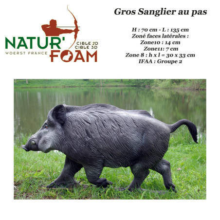 NATUR'FOAM Cible 3D Gros Sanglier au pas en mousse pour le tir à l'arc