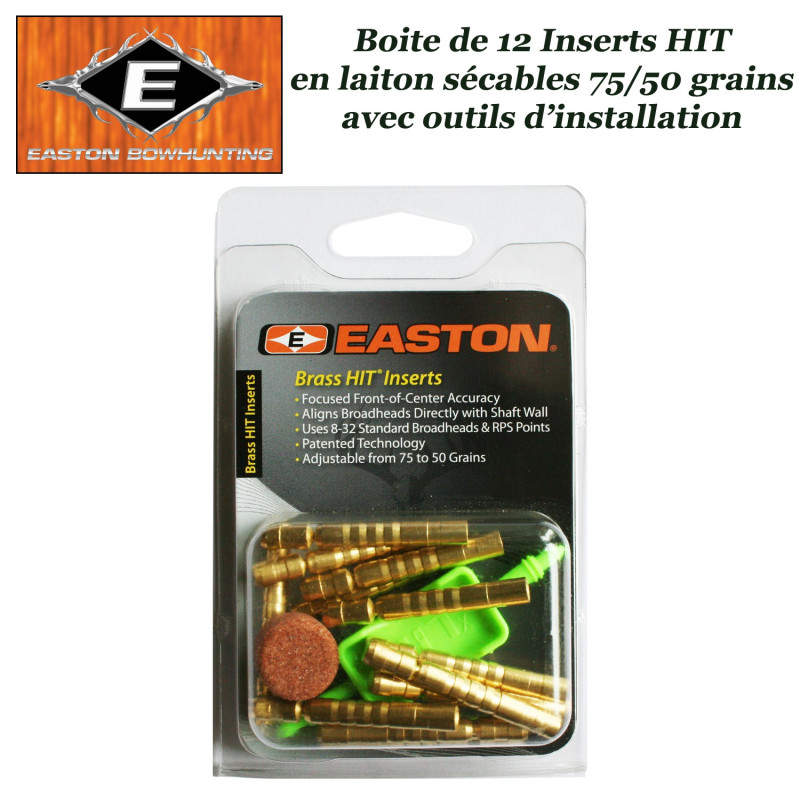 EASTON Inserti HIT in ottone pesante grana 75-50 per tubi e alberi Axis 12 Pack