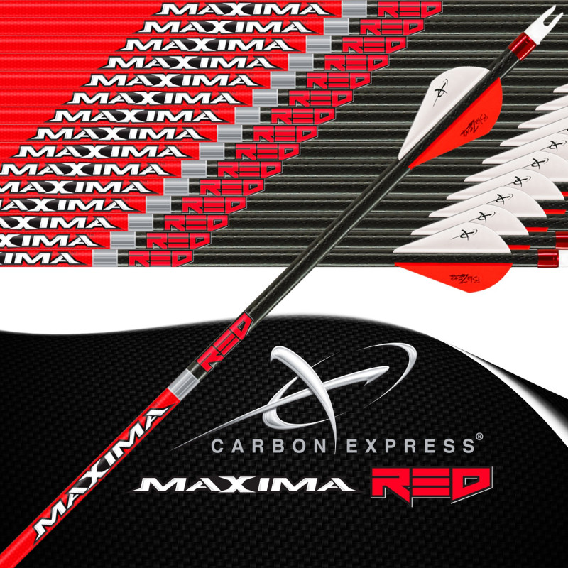 CARBON EXPRESS Frecce da caccia e da tiro con piuma Maxima Red 3D