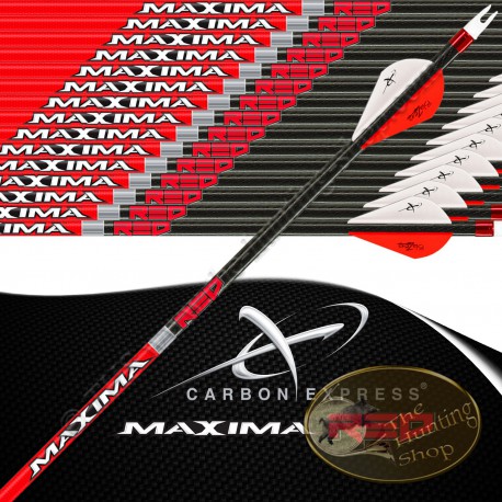 CARBON EXPRESS Maxima Red 3D feathered shooting and hunting arrows