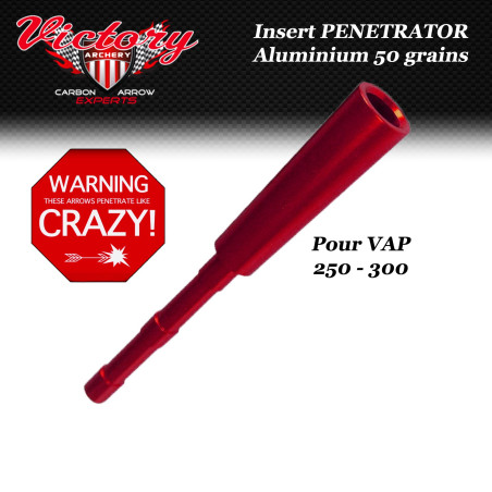 VICTORY ARCHERY VAP Penetrator RED adaptador de aluminio 50 granos para VAP 250 - 300