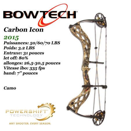 BOWTECH Carbon Icon Compoundbogen mit Compoundscheibe für Jagd und 3D-Schießen