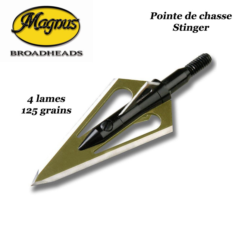 MAGNUS Stinger Pointes de chasse bilames fixes plus bleeder à 4 tranchants 85, 100, 125 & 150 grains