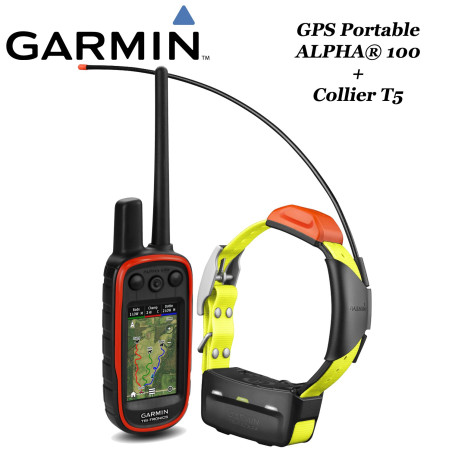 GARMIN ALPHA® 100 Portable GPS and tracking collar for T5 or TT15 dogs with remote training function