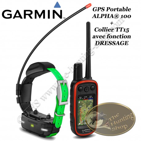 GARMIN Kit ALPHA® 100 GPS portatile e collare di localizzazione per cani TT15 con funzione di addestramento a distanza