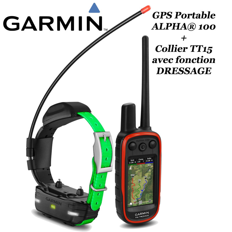 GARMIN Set ALPHA® 100 draagbare GPS en TT15 halsband voor het volgen van honden met trainingsfunctie op afstand