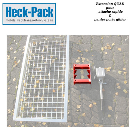 HECK-PACK QUAD extension for game basket with quick-release coupling for trailer ball