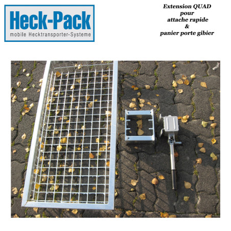 HECK-PACK QUAD extension for game basket with quick-release coupling for trailer ball