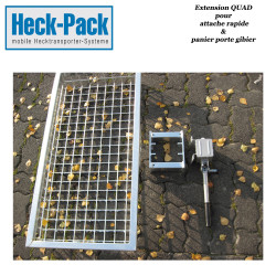 HECK-PACK Extensión QUAD para cesta de juego con acoplamiento rápido para bola de remolque