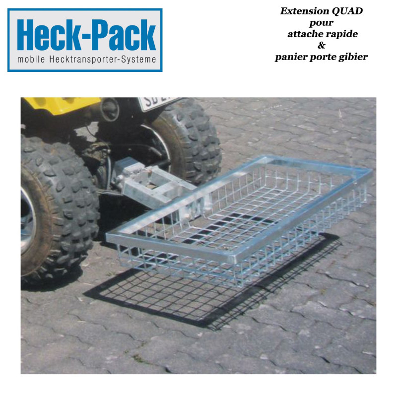 HECK-PACK QUAD extension for game basket with quick-release coupling for trailer ball