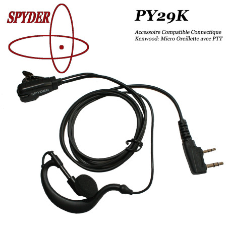 SPYDER Auricular compatible con radios de caza walkie-talkie con conectores KENWOOD