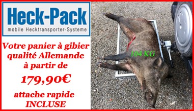 Votre panier à gibier qualité Allemande HECK-PACK à partir de 179,90€ attache rapide INCLUSE ici...